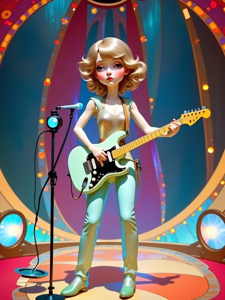 Retro-Futuristic Taylor Swift Marionette in Art Nouveau Styl...