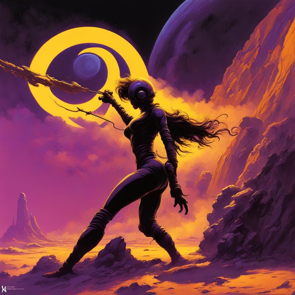 Cyclops Battles Astronaut in Dark Fantasy Art