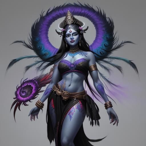 Goddess Kali Concept Art in Red and Purple