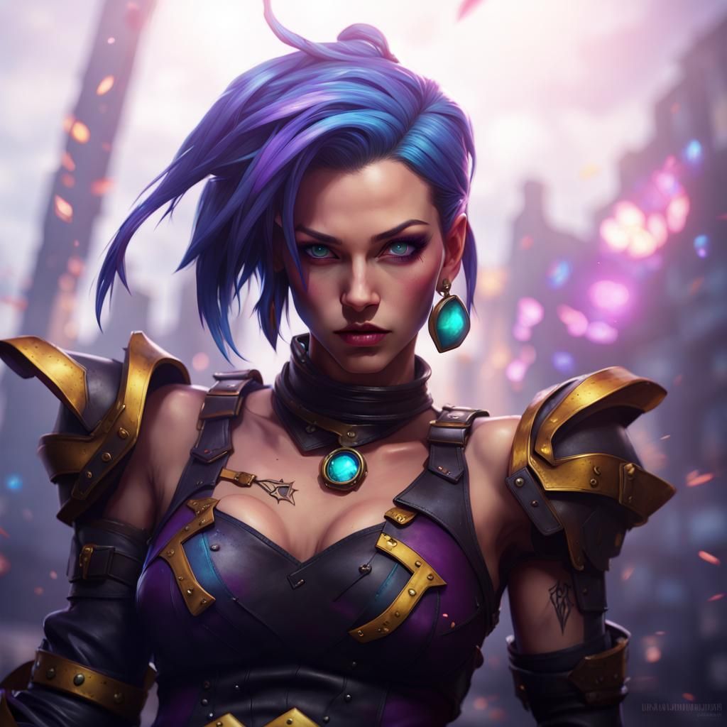Jinx in Leather Armor: Dark Fantasy Concept Art