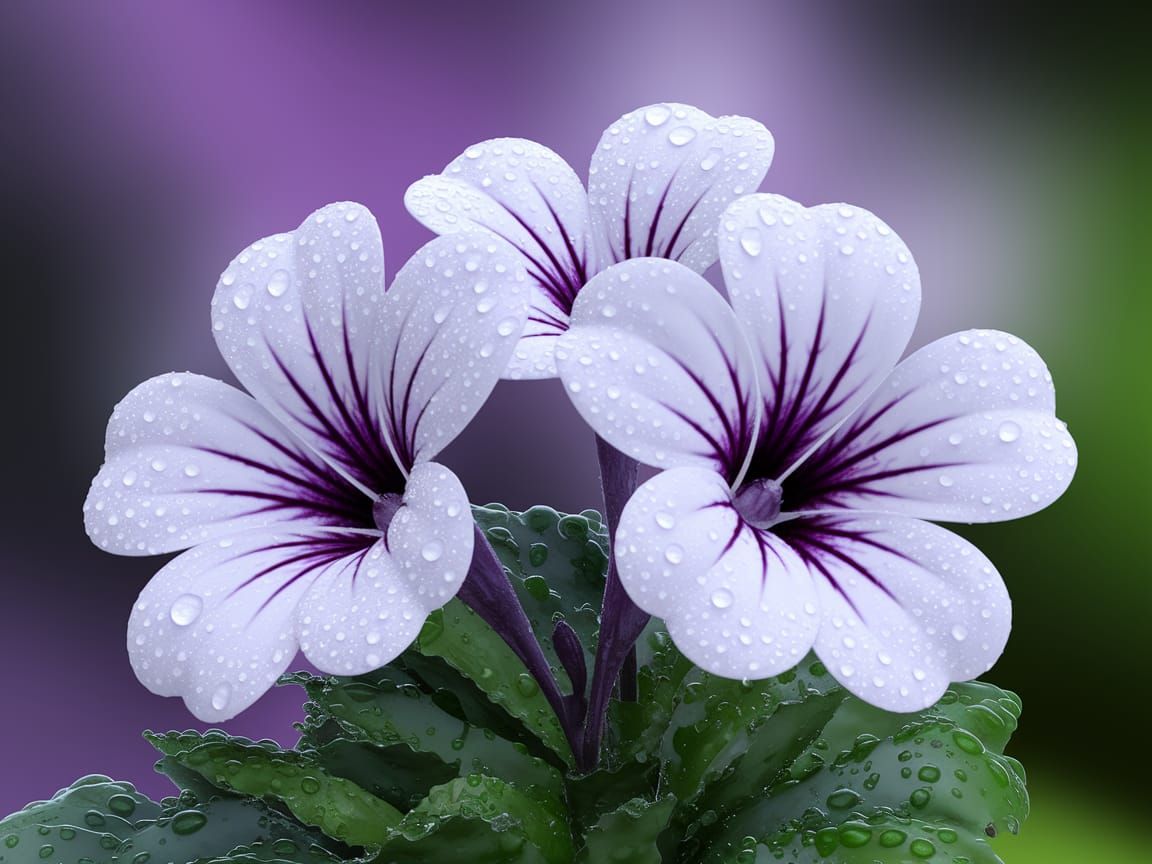 Vibrant Purple Flowers in Realistic Photorealistic Style