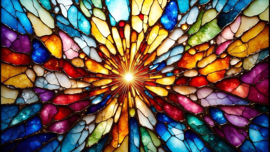 Shattered Stained Glass Fragment Art