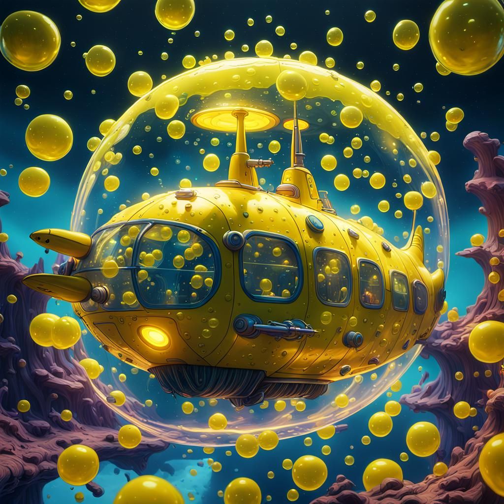 Yellow Submarine in Banana Spaceship: Matte Painting