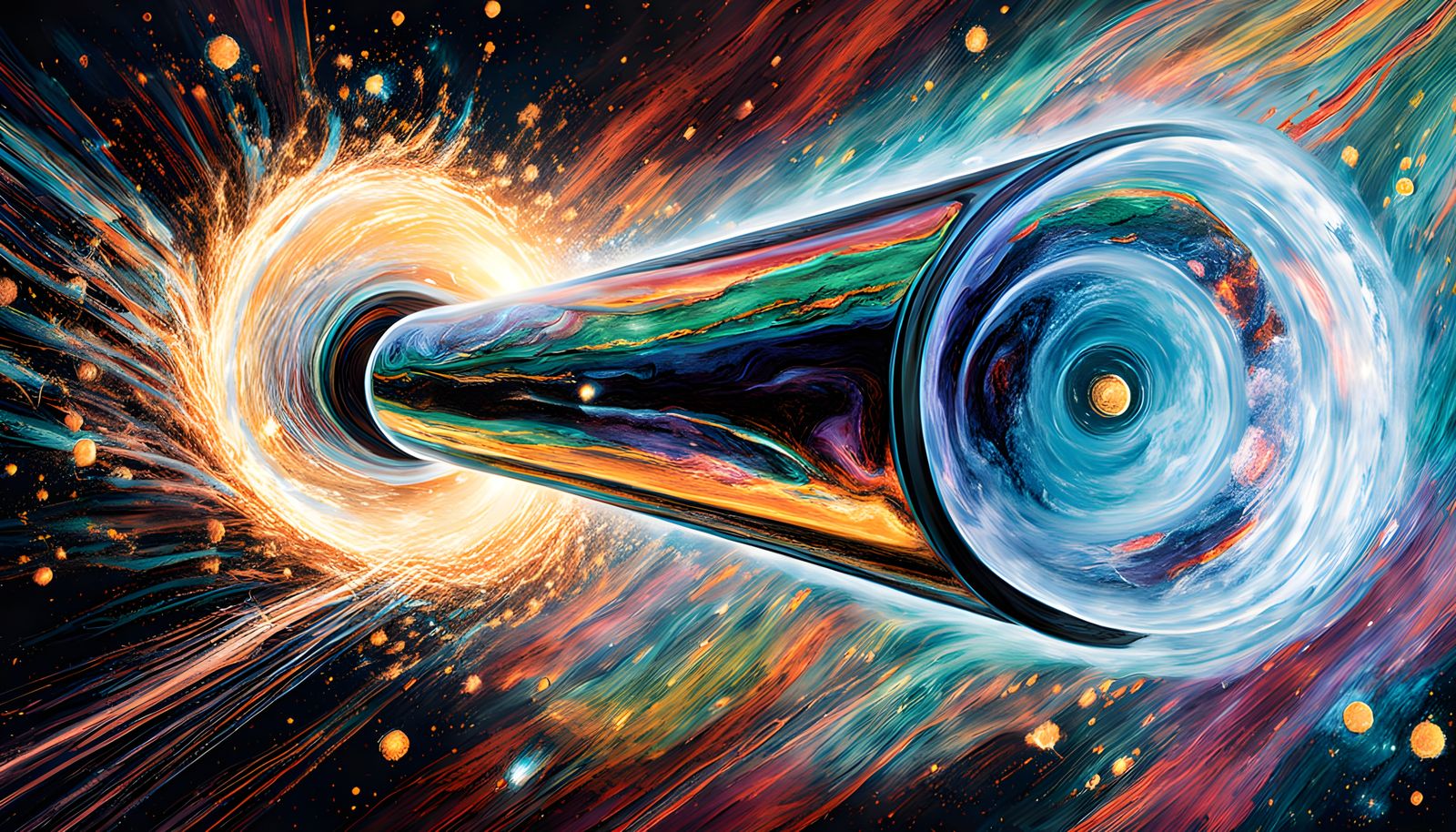 Surreal Cosmic Vortex in Vibrant Oil Painting Style