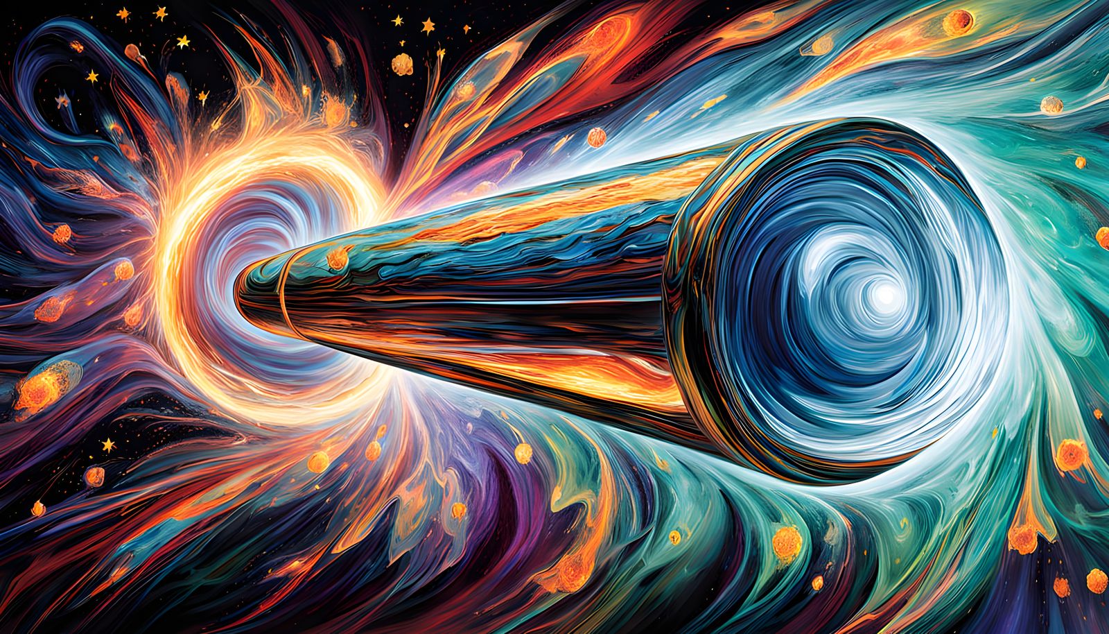 Vibrant Cosmic Vortex in Oil Painting Style