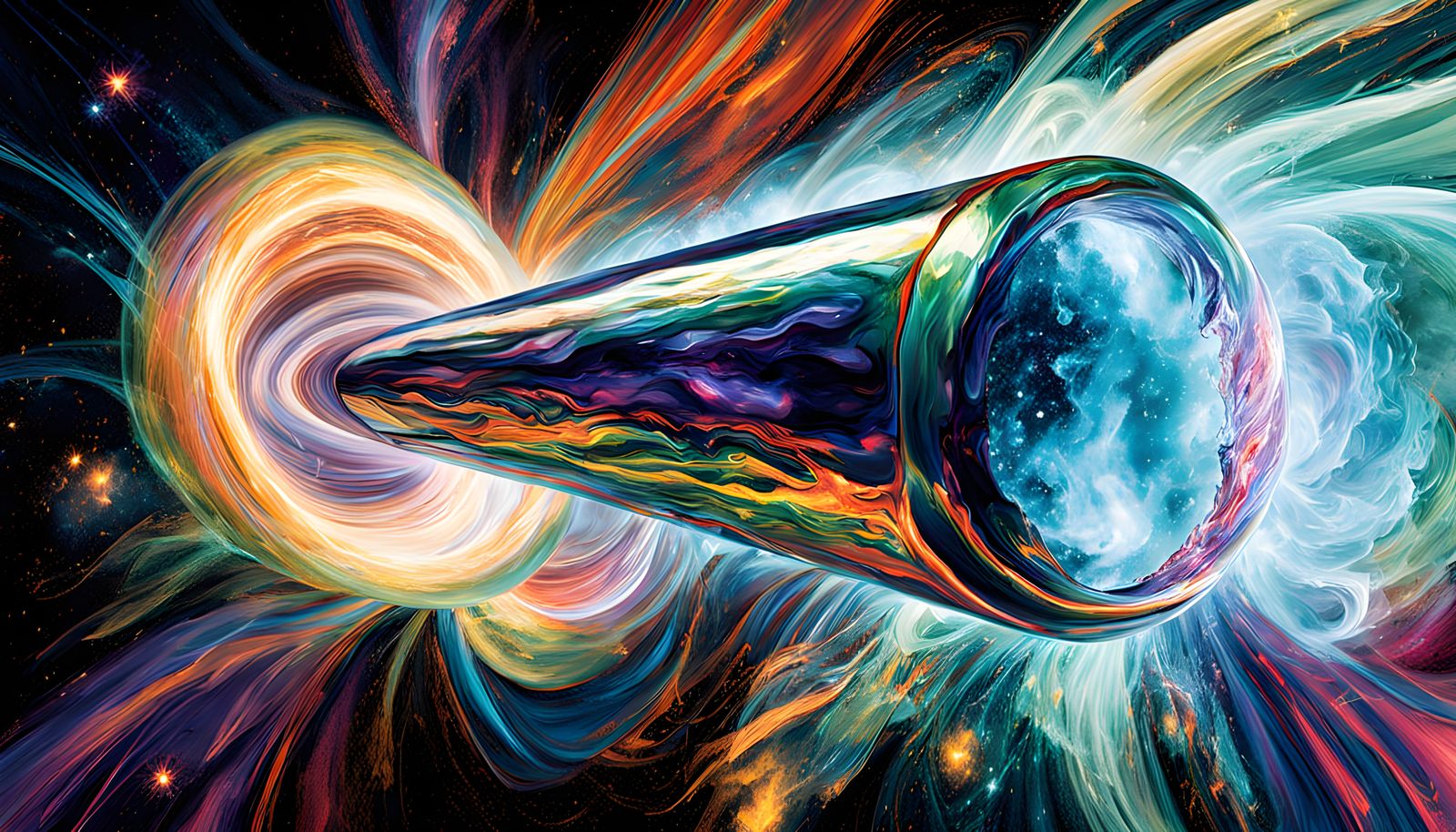 Hyper Velocity Starship Racing Through Cosmic Vortex