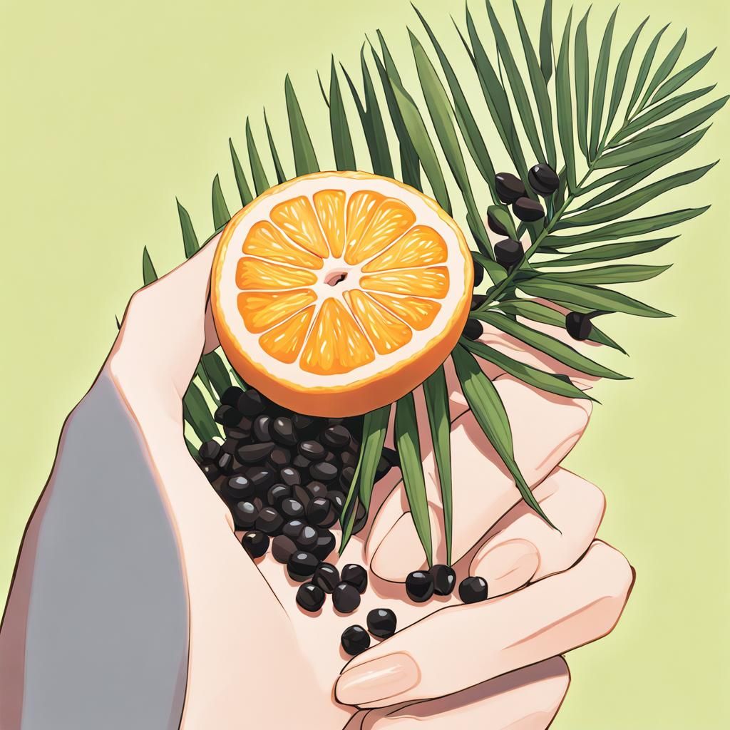 Hand Holding Translucent Green Citrus Slice