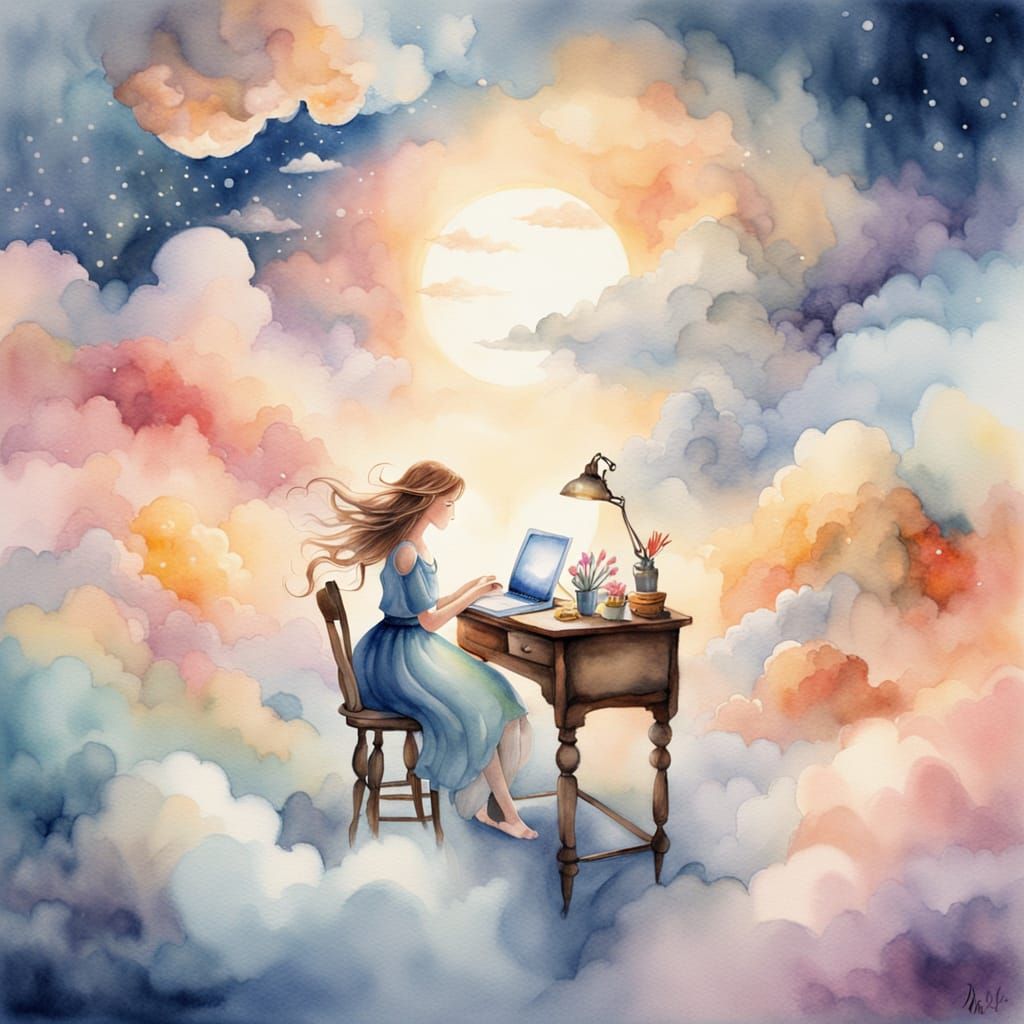 Dream Designer Paints Existence Above Clouds in Watercolor S...
