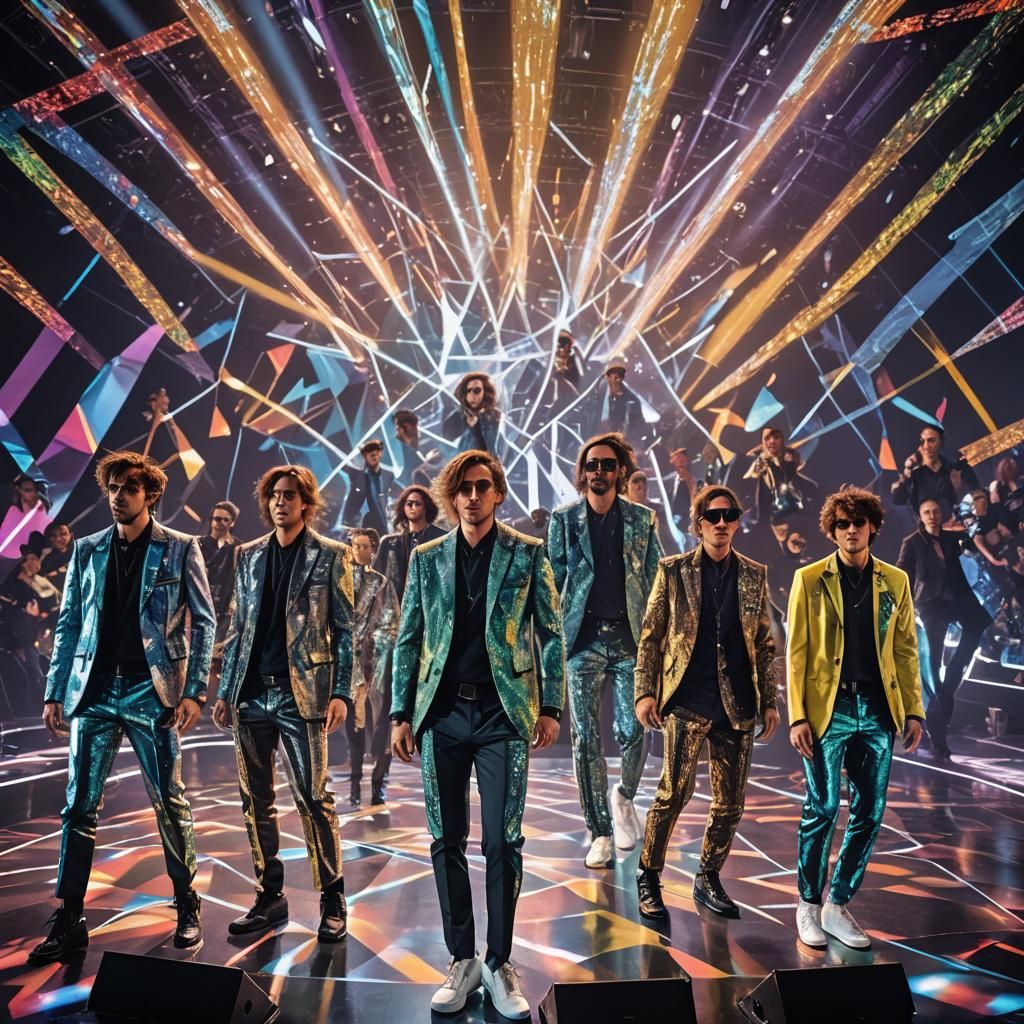 Dynamic Boy Band Performance on Stage