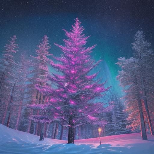 Whimsical Winter Wonderland: Christmas Tree in Woods