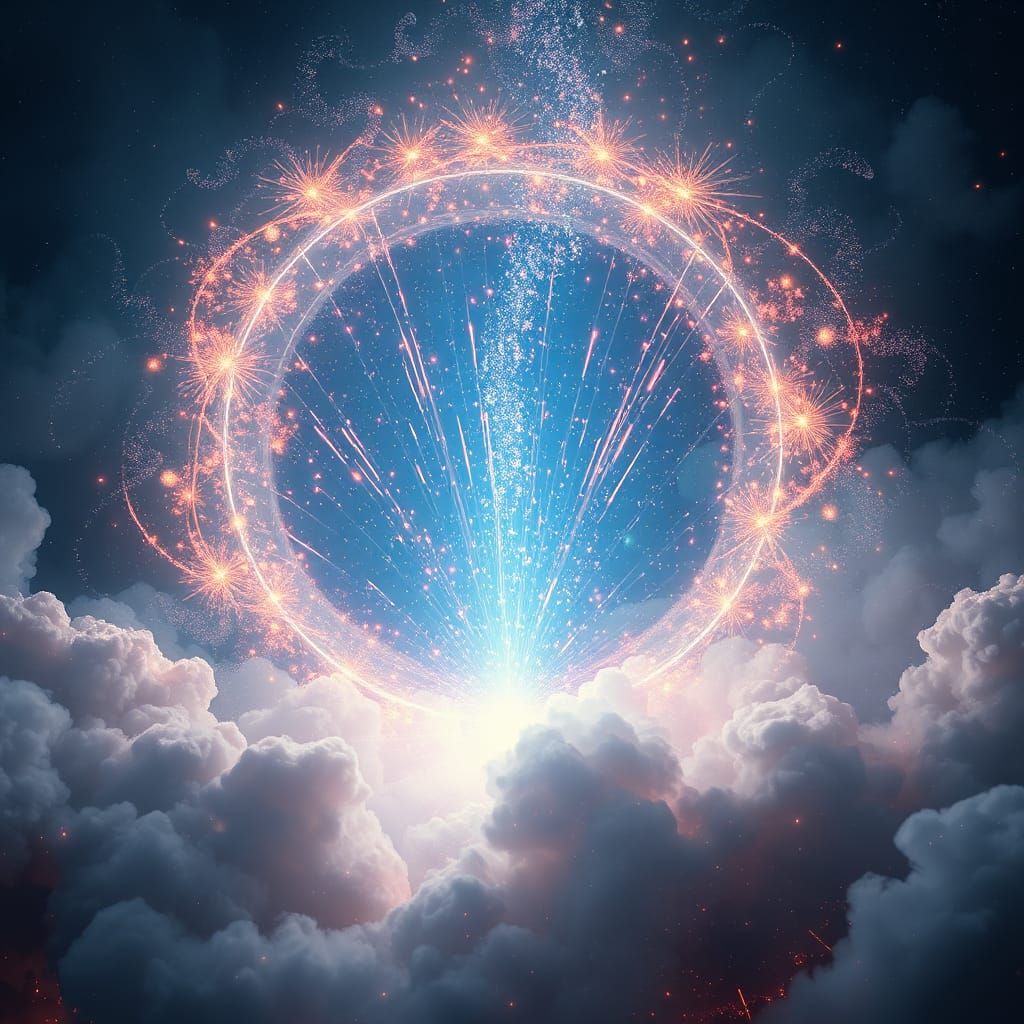 Mystical Sparks Bursting Through a Shimmering Light Portal