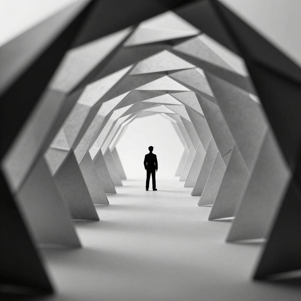 Origami Tunnel Illusion with Miniature Figure