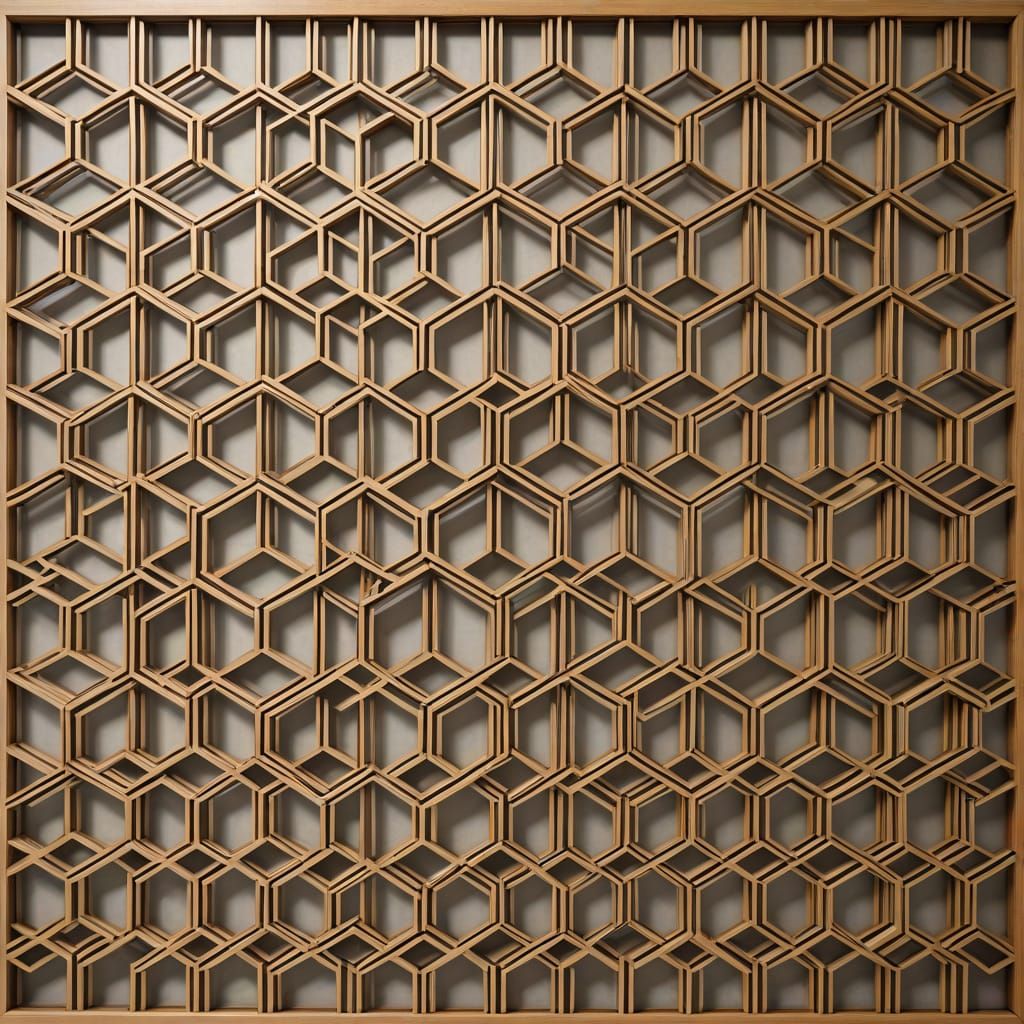 Kumiko shoji screen octogonal geometric pattern