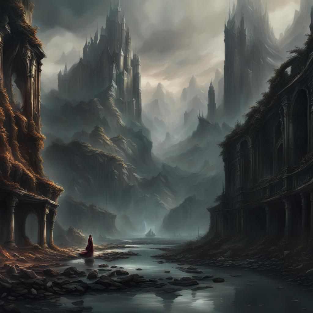 Crying Woman with Makeup Tears: Detailed Matte Painting