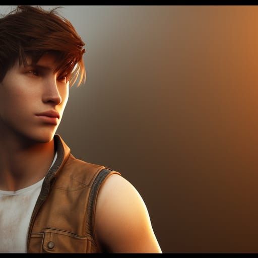 Boy with Brown Hair in 3D Game Style