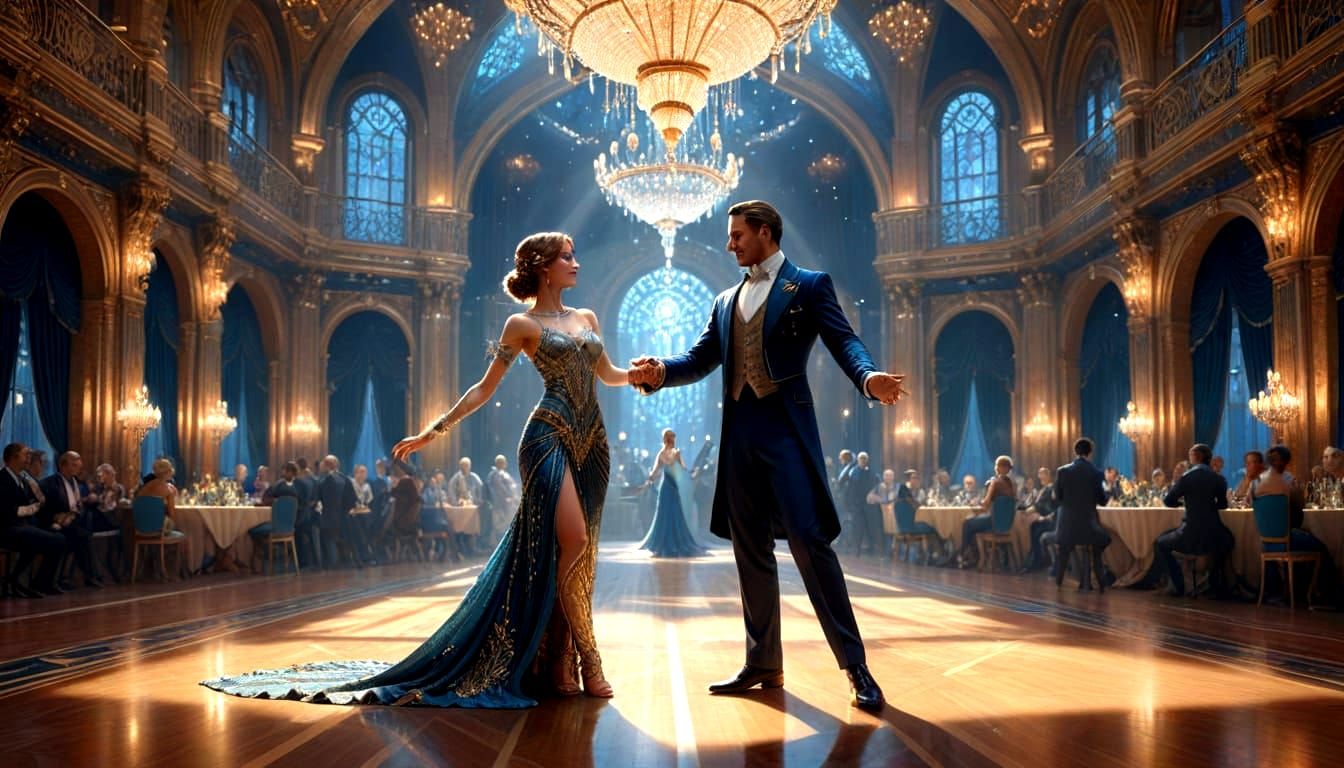 Elegant Art Deco Ballroom Dance, Bird's-Eye View