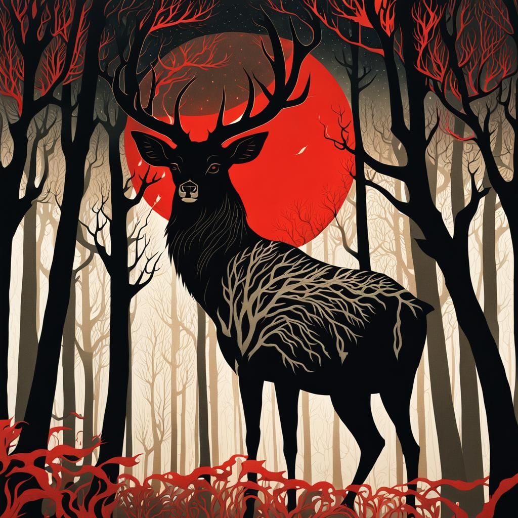 Kirigami Paper-Cut Art: Deep Dark Pine Forest