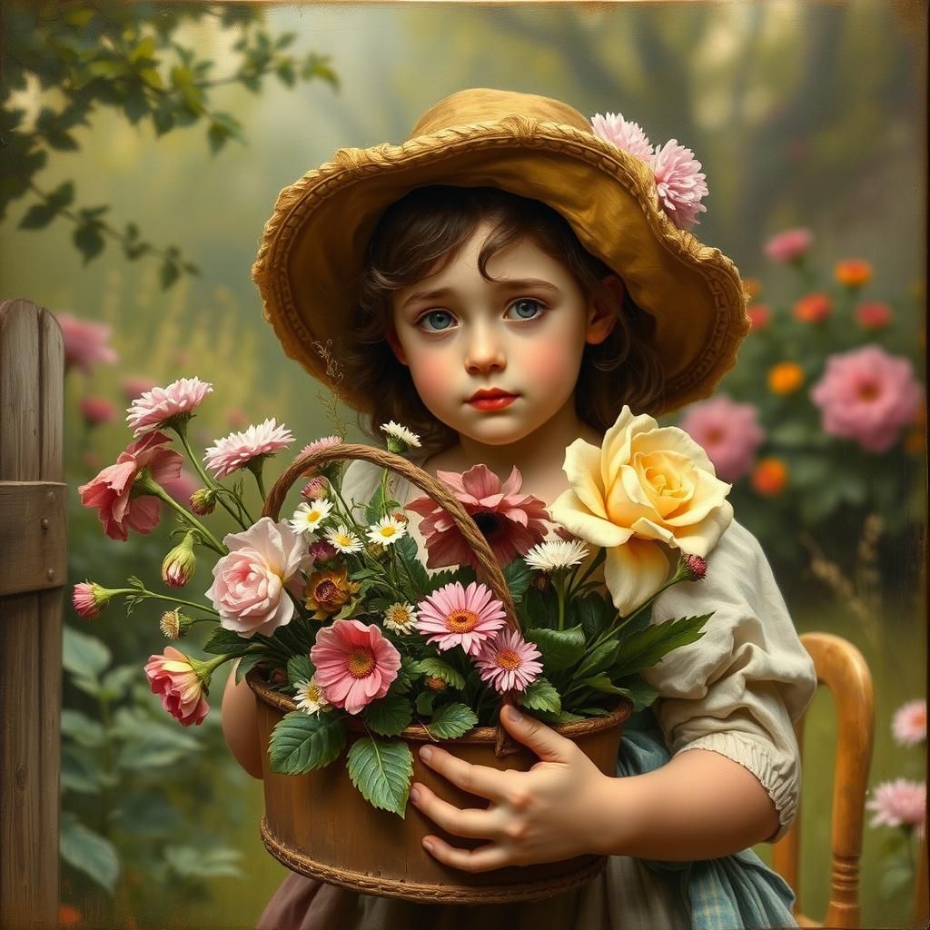 Petite fille revenant du jardin