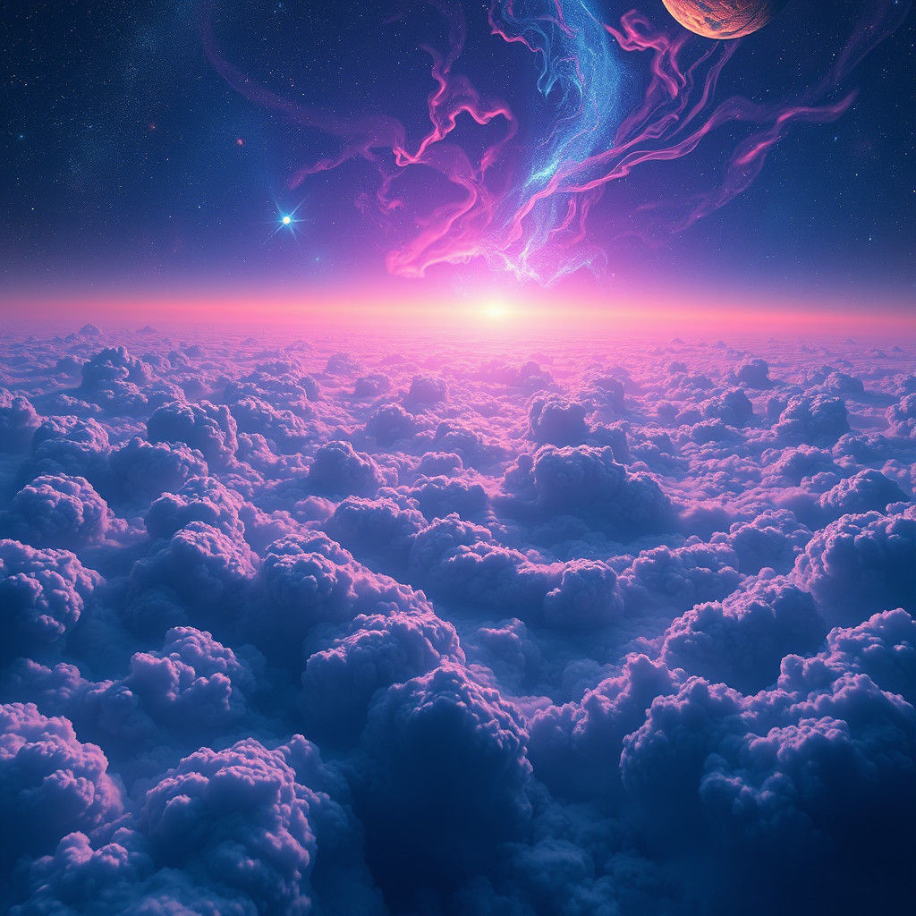 Mystical Universe: Iridescent Cosmic Cloudscape