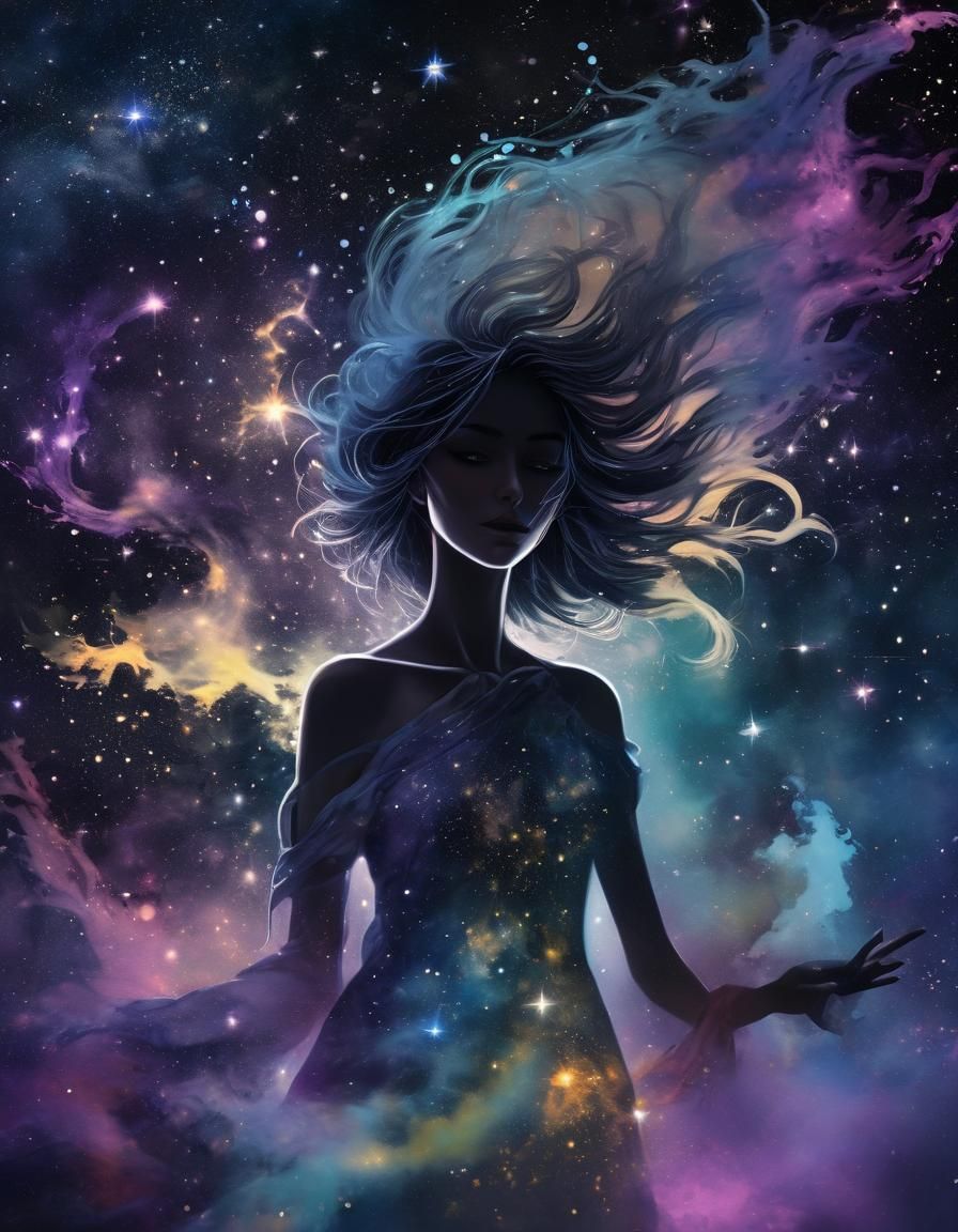 ABSTRACT EXPRESSIONISM WATER INK SPLASH ART (Spectrolite Opalescent Pearlescent Psychedelic Silhouette Professional Phot...