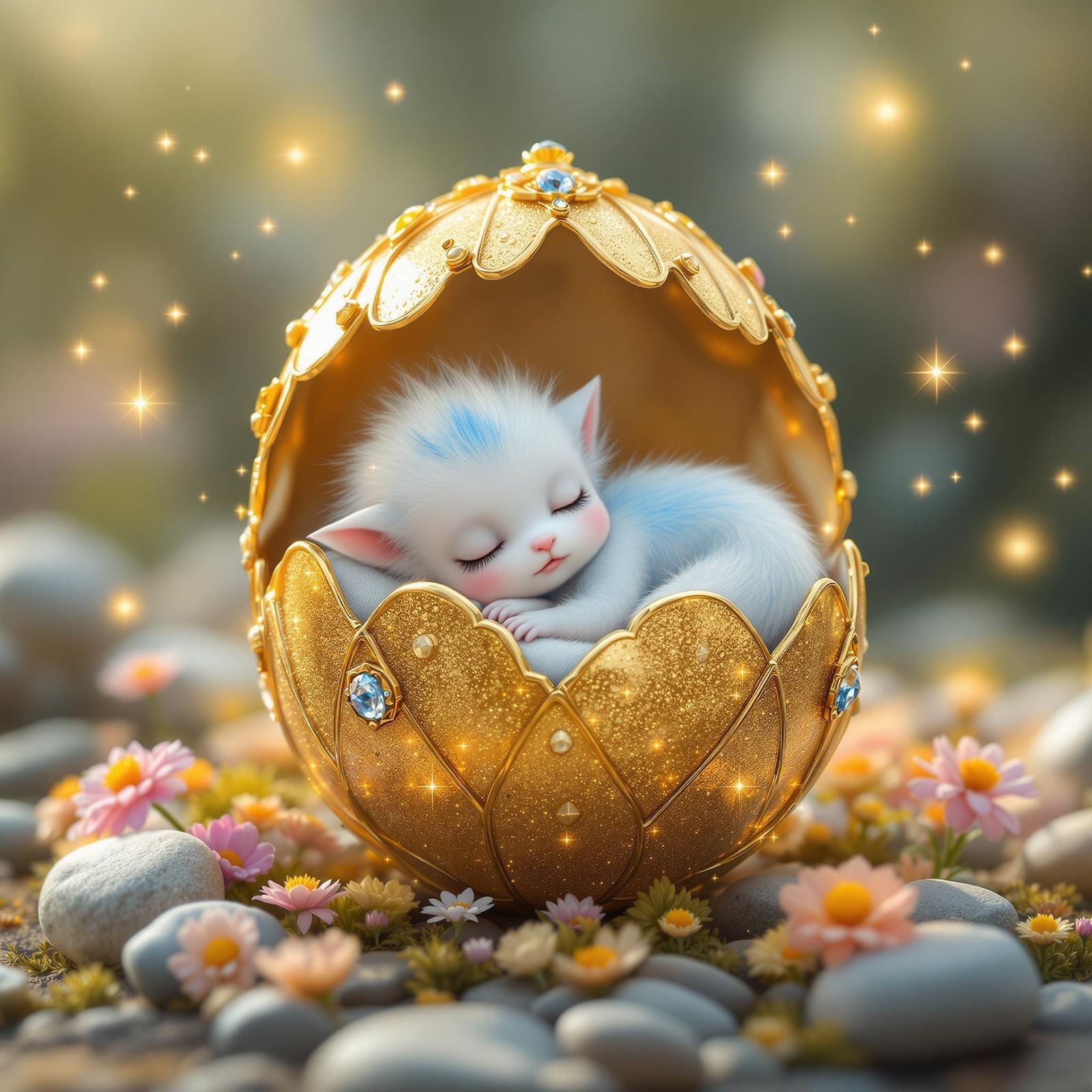 Serene Fantasy Scene with Delicate Mythical Creature