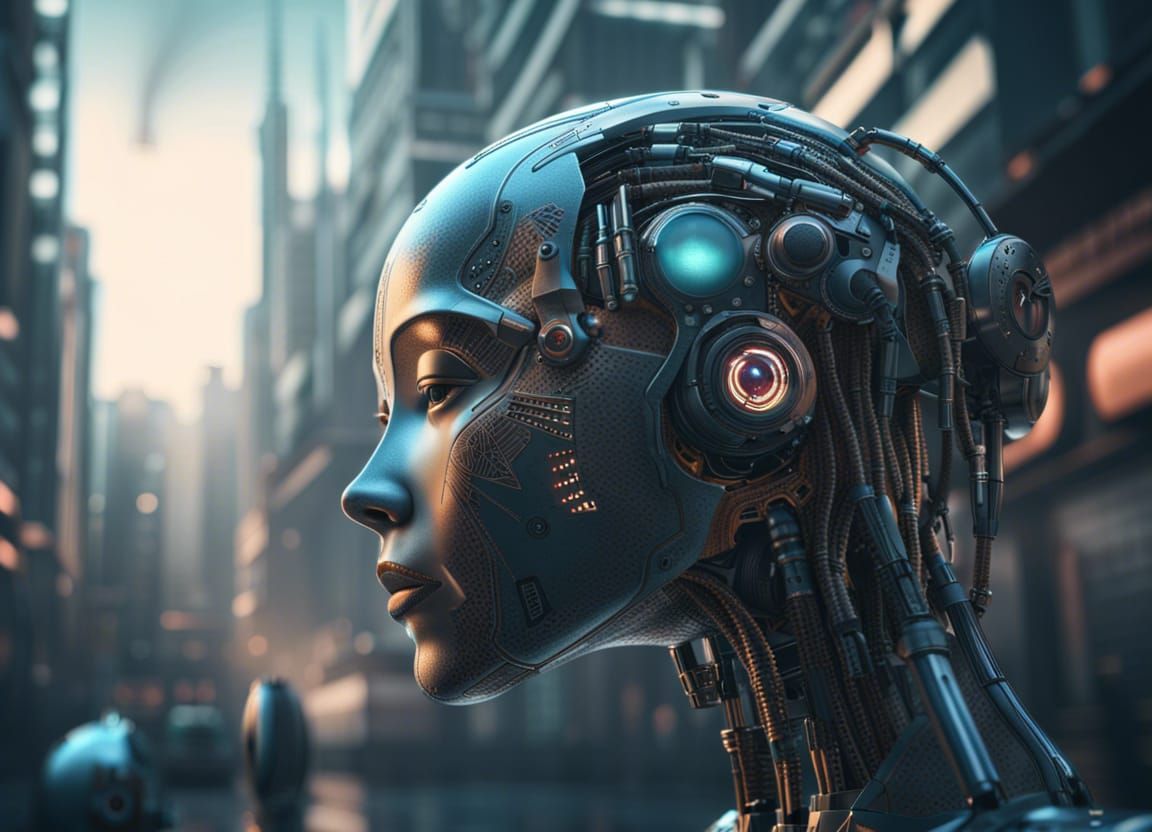 Futuristic Cyborg: AI Language Model in Digital Art