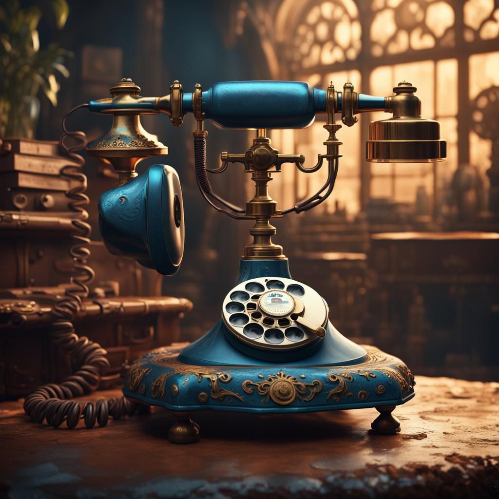 Vintage Rotary Phone in Detailed Matte Painting