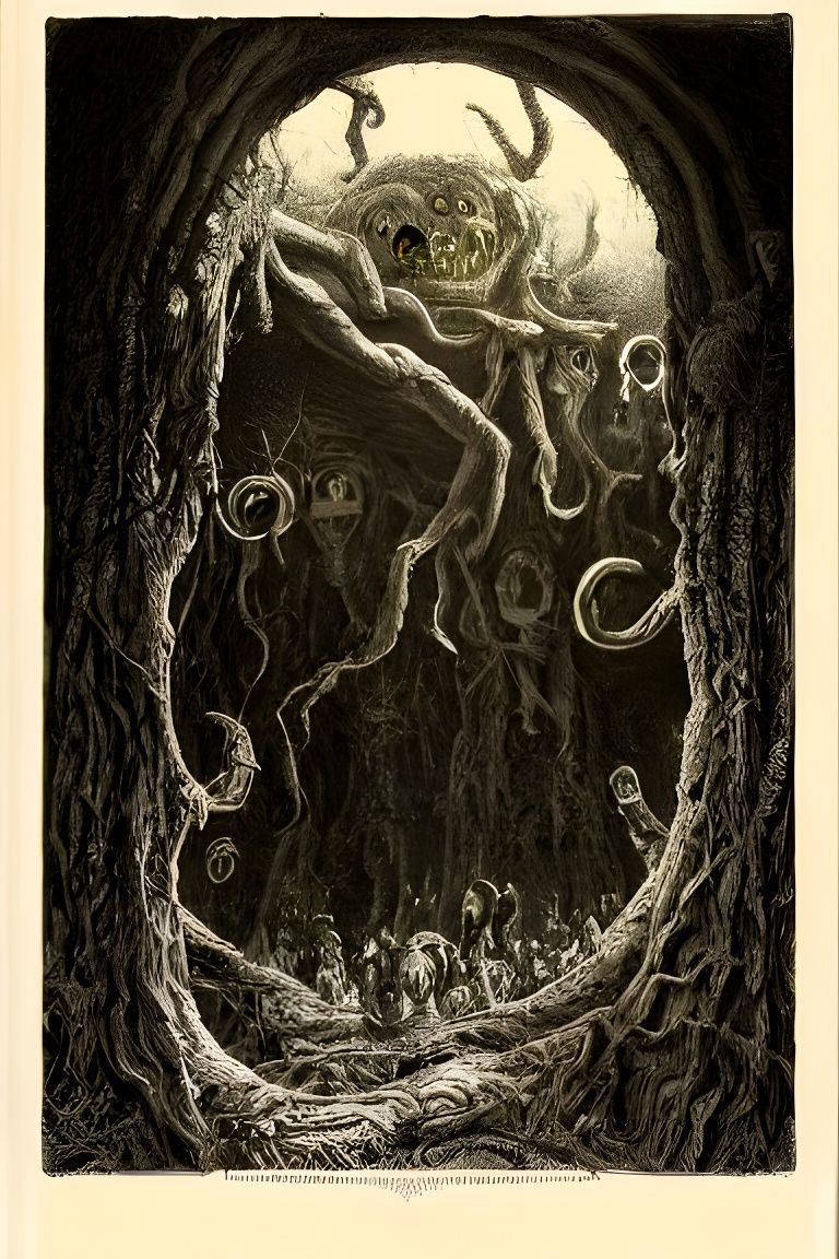 Nightmarish Creatures in Shadowy Dark Fantasy Style