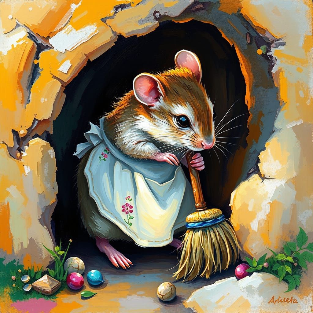 Impressionist Mouse Makes Whimsical Housekeeping in Cozy Und...