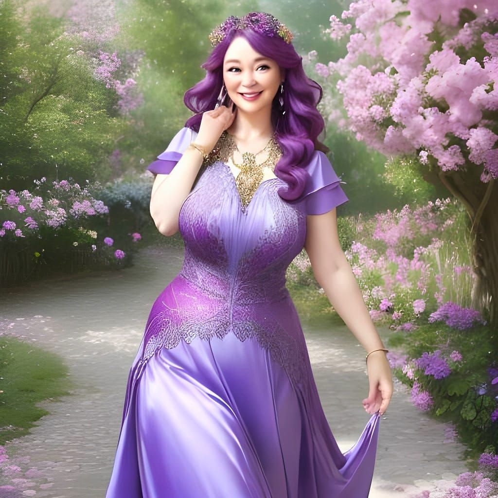 Joyful Plum Paradise Portrait of a Fantasy Lady