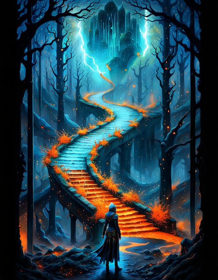 Ethereal Biohazard Landscape with Sacred Geometry