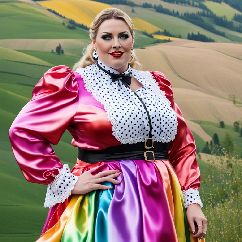 satin dirndl satin blouse ladies dirndl dresses Oktoberfest satin chiffon lace silk Sensual Big Beautiful Austrian Woman