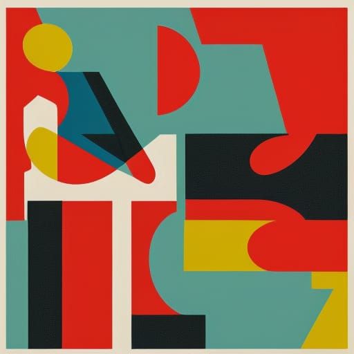 Pop Art Bed in Geometric Bauhaus Style