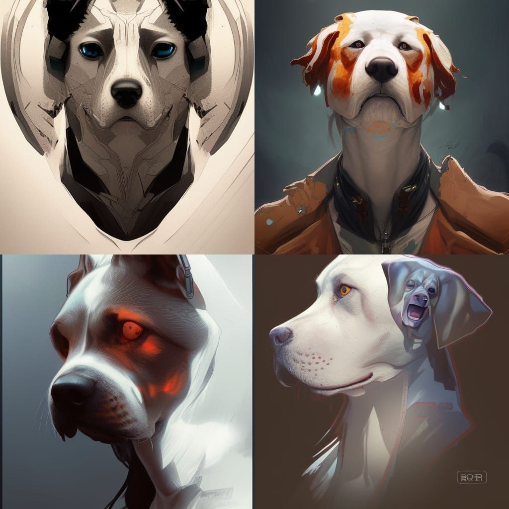Ghost Dog Portrait in Hyperdetailed Art Style