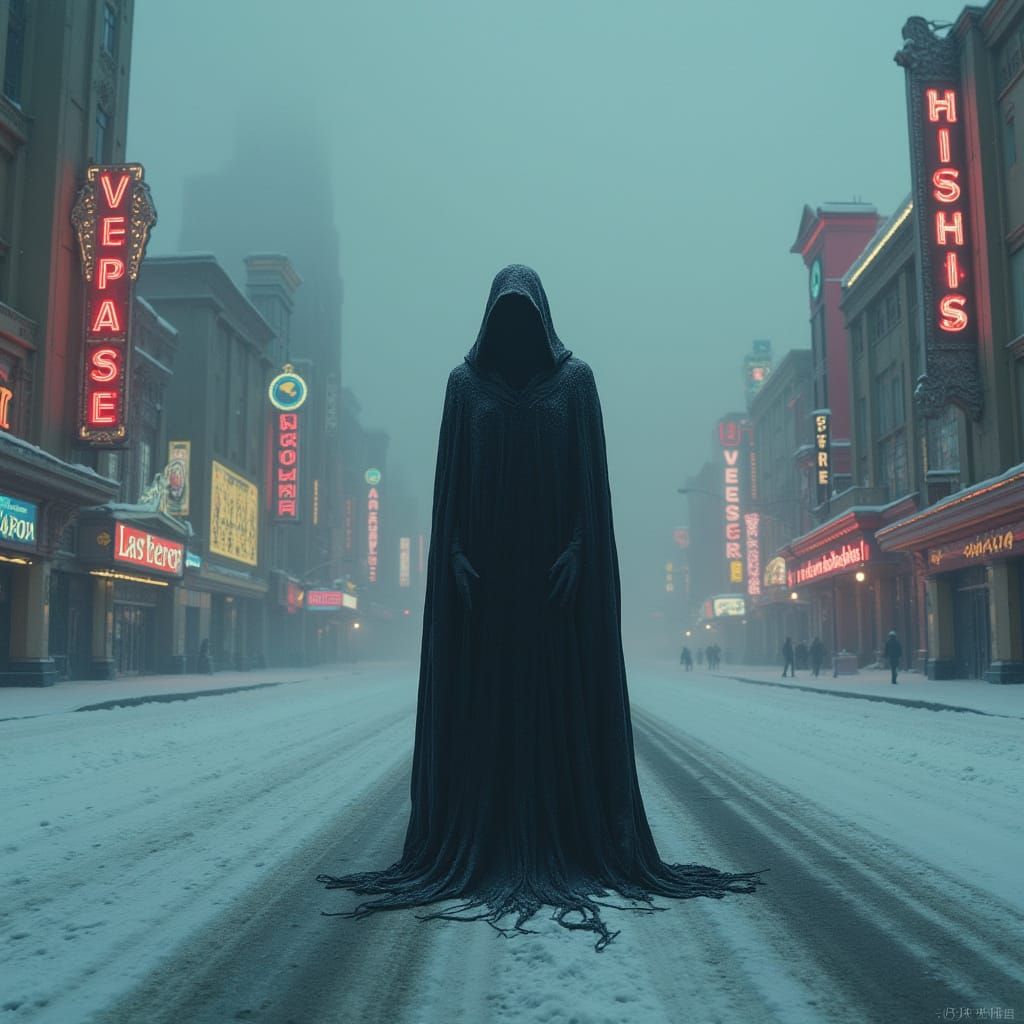 Frozen Grim Reaper Dominates Deserted Las Vegas in Dark Surr...