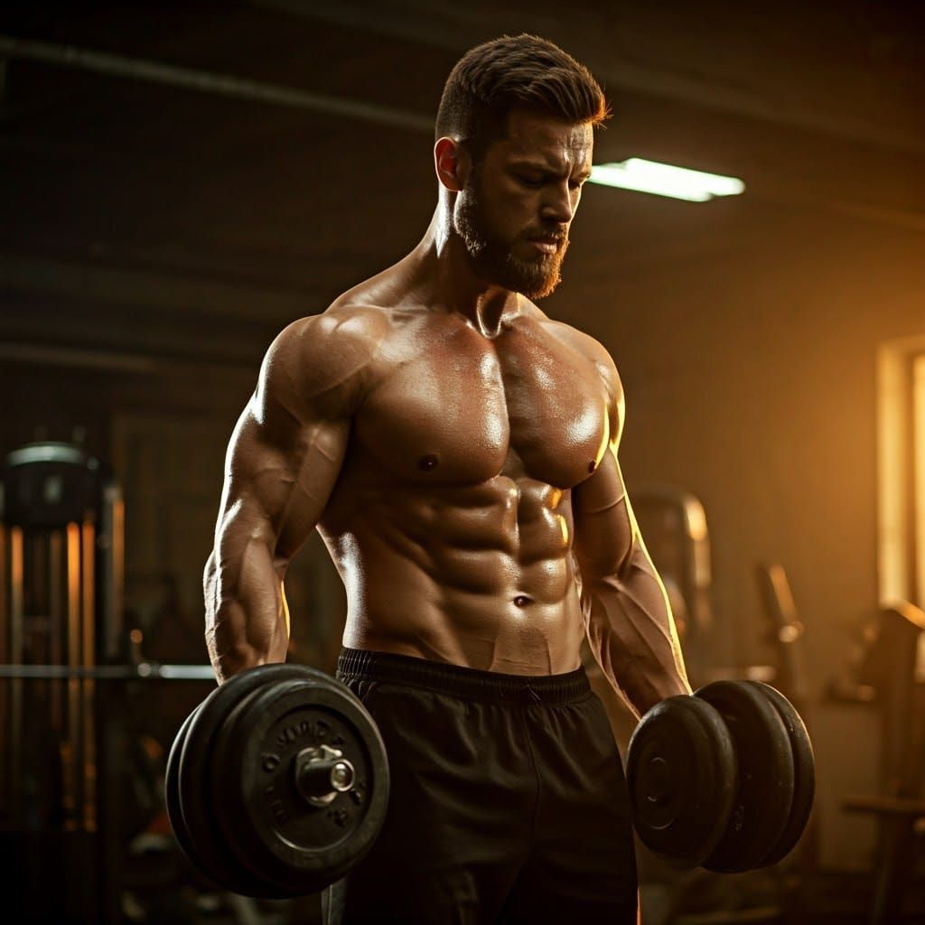 Chiseled Gym Athlete in Cinematic Lighting