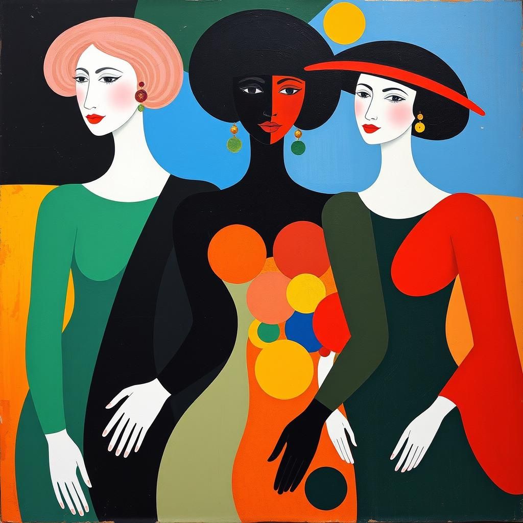 Colorful Surreal Women, Modern Art Style