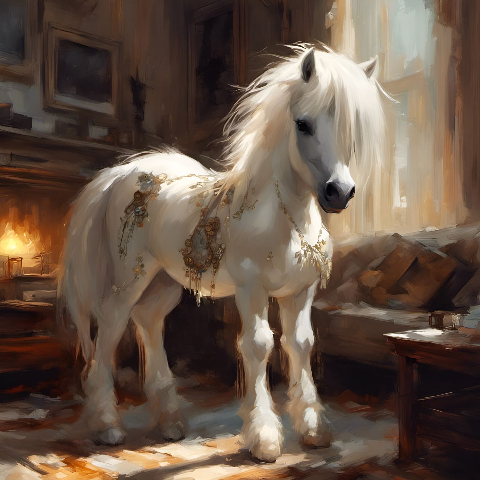 Chibi Furry Pony in Living Room, 3D Render