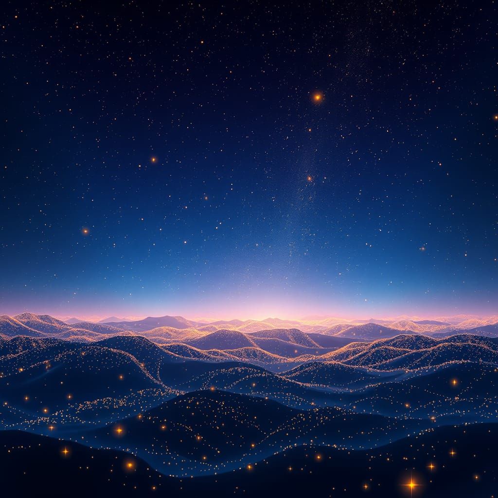 Cosmic Dreamscape Under Golden Stars