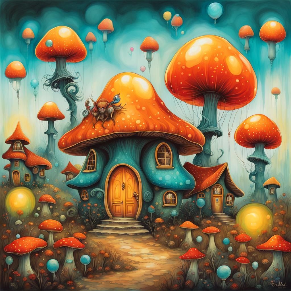 Scary Alien Fairy Bugs in a Whimsical Landscape