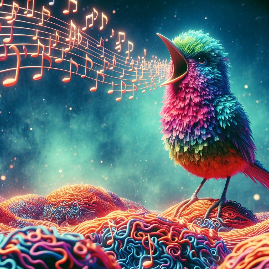 Exotic Bird Singing a Melancholy Song