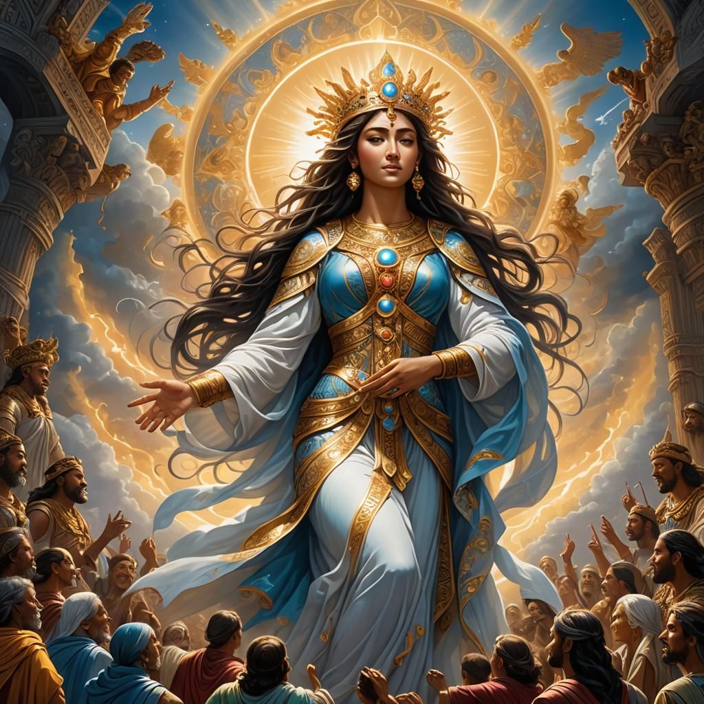 Radiant Goddess of Heaven in Airbrush Art