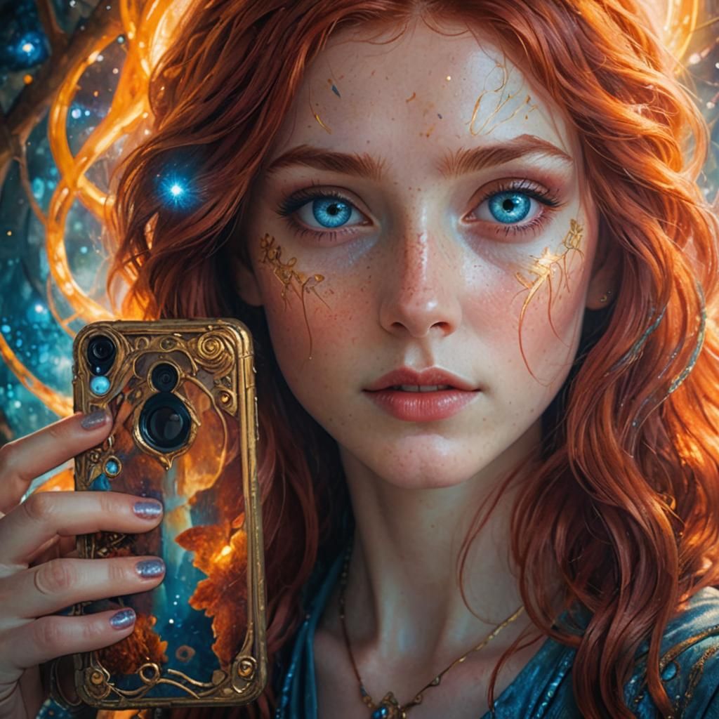 Mystical Selfie in a Fantasy Realm: Digital Portrait