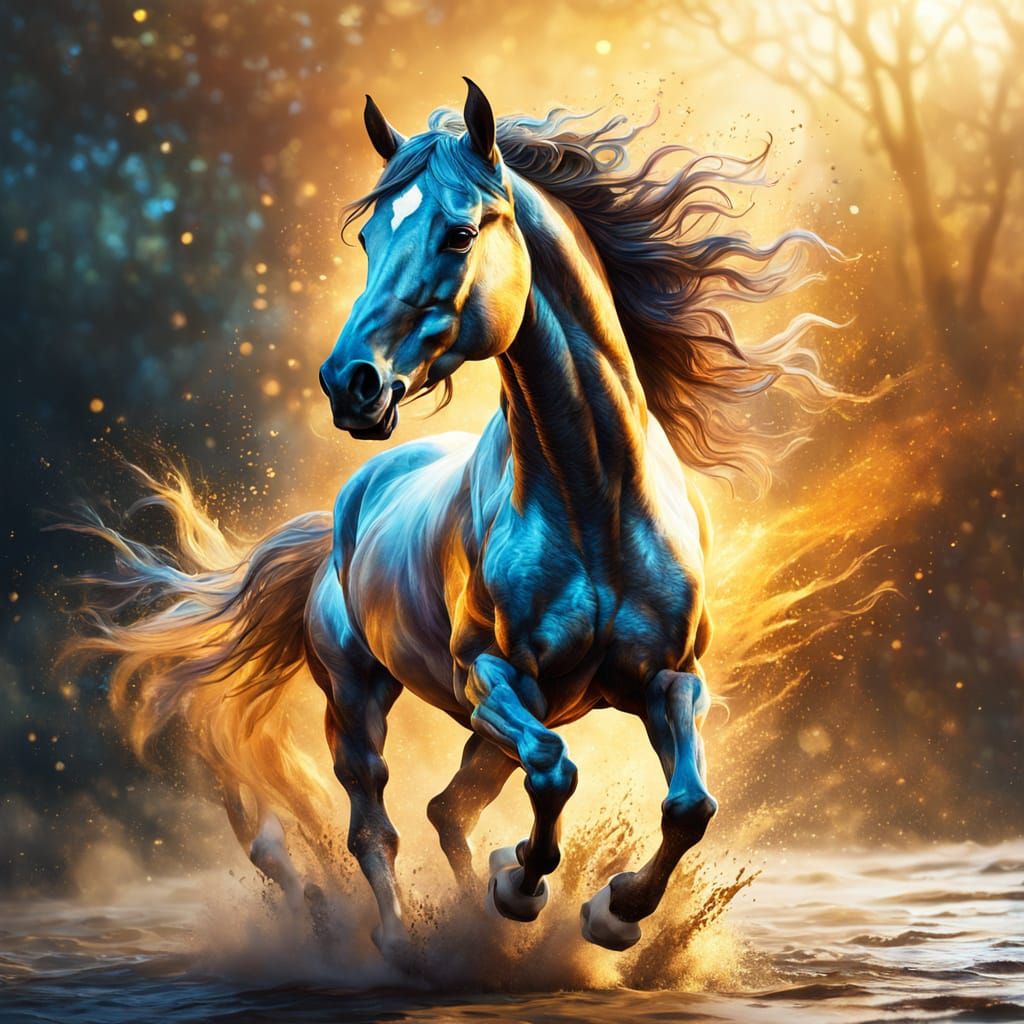 Hyperrealistic Horse in Vibrant Splash Art Style