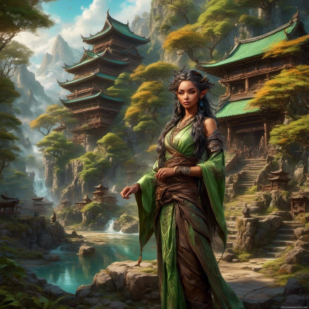 Elven Sage in Japanese Clothing: Fantasy Art