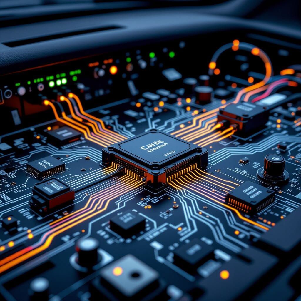 Detailed View of Modern Car Dashboard Wiring System