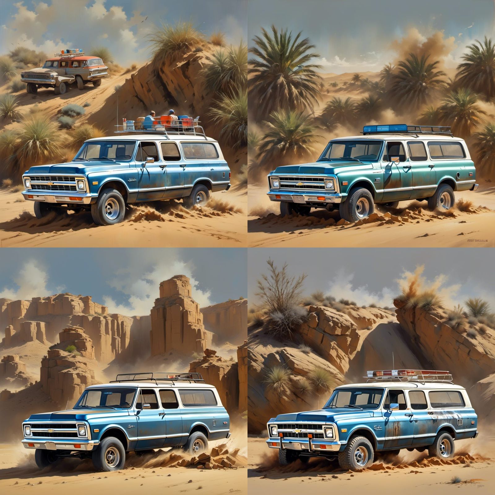 Chevy Suburban Rally Racing in Surreal Strokes