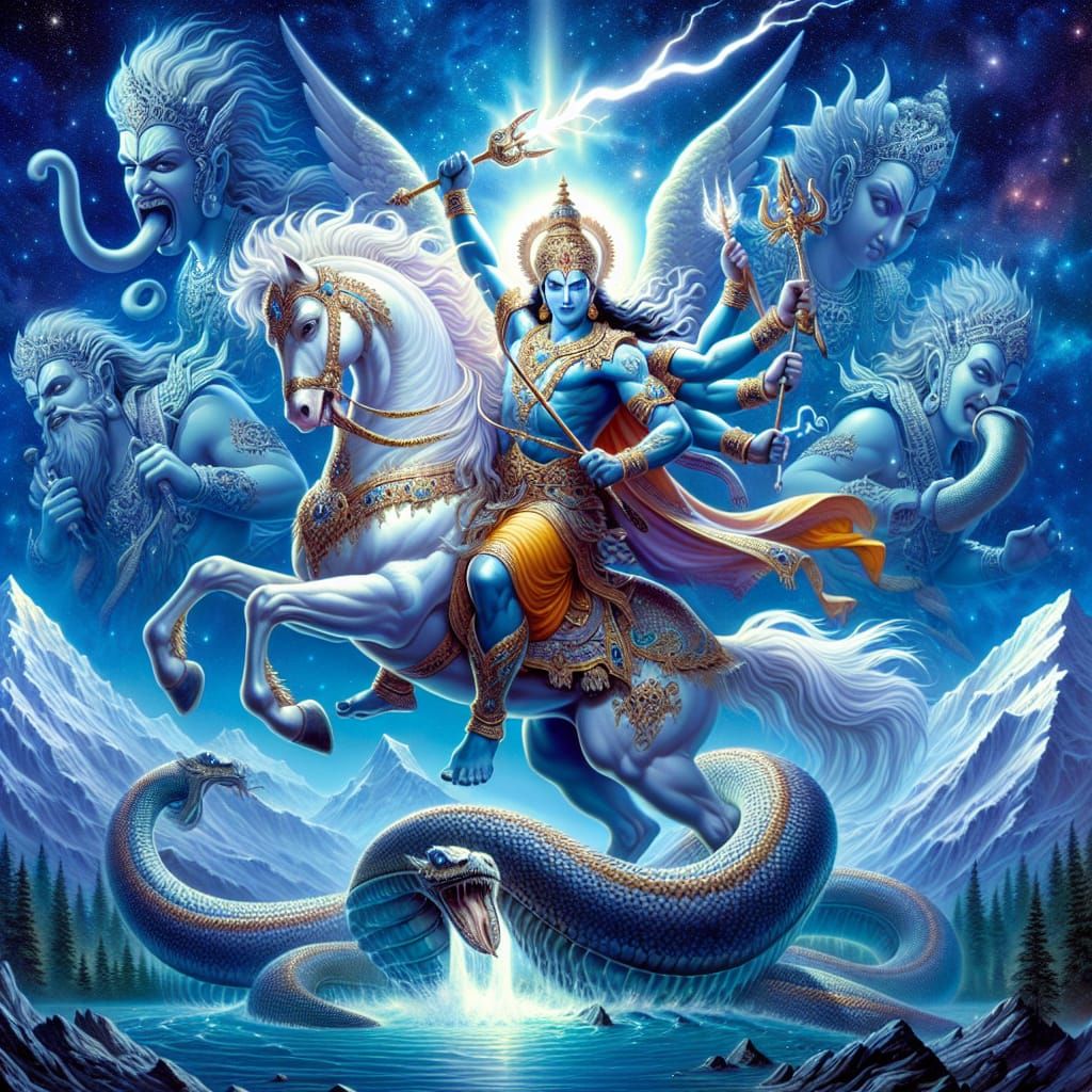 Indra and Vishnu Slay the Serpent