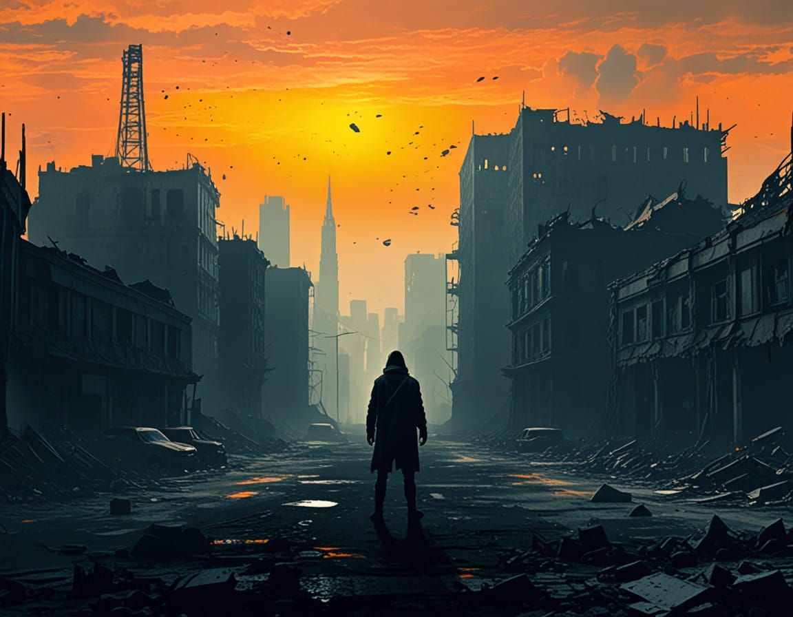 Surreal Post-Apocalyptic Cityscape in Sci-Fi Concept Art Sty...
