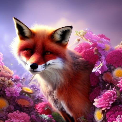 Floral Fox: Detailed Fantasy Concept Art